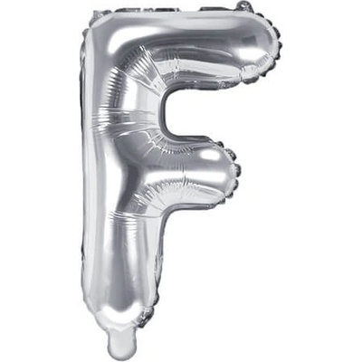 PartyDeco Fóliový balónek písmeno F stříbrný 35 cm