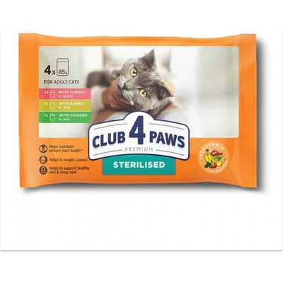CLUB 4 PAWS Premium SET pre sterilizované mačky 4 x 85 g