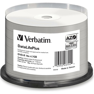 Verbatim DVD-R 4,7GB 16x, printable, cakebox, 50ks (43744) – Hledejceny.cz
