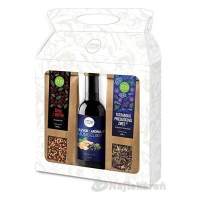 FYTO darčeková kazeta 2 sypané bylinné čaje 40 g + 100 g + nápoj zázvor & arónia 185 ml