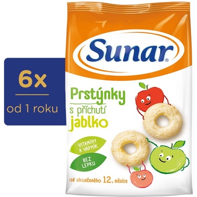 Sunar dětské křupky jablečné prstýnky 6 x 50 g
