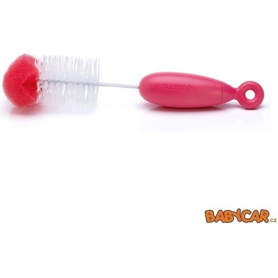 Suavinex kartáček na čištění lahví Duo růžový