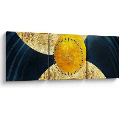 Obraz - Kruhy (s hodinami), trojdielne 90x30 cm s hodinami