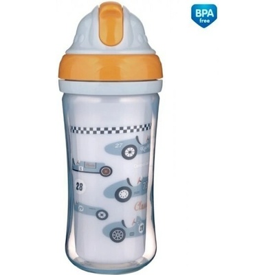 Canpol babies Fľaša na vodu s kovovou trubicou, auto, 260 ml šedá