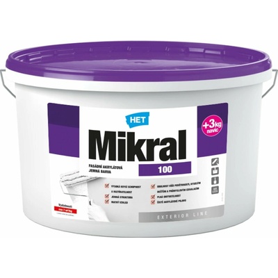 HET Mikral 100 akrylátová fasádna farba 15+3 kg biela