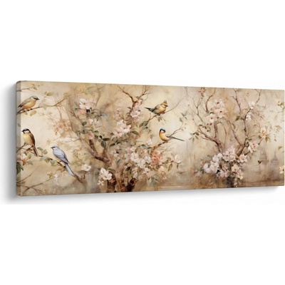 Obraz - Vintage maľba vtáčikov II., jednodielne 145x58 cm
