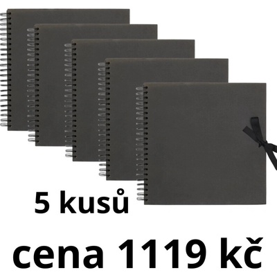 WEST DESIGN PRODUCTS LIMITED 5 kusů West Design Album kroužkové se stuhou 30 × 30 cm (200 g/m2, 42 listů) černé