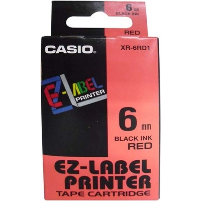 Casio, XR-6RD1 čierna tlač/červený podklad nelaminovaná 8 m 6 mm