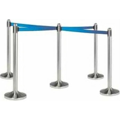 Stojan natahovacího zábranového systému stříbrný s modrou páskou 210 cm RS-RT-RVS-BU-C5