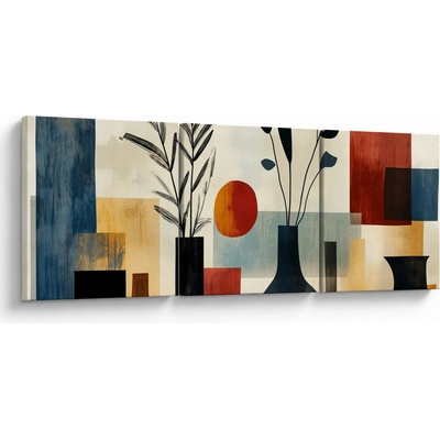 Obraz - Kubistické vázy, třídílný 90x30 cm