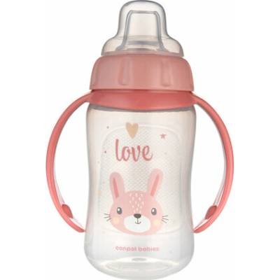 Canpol Babies Tréninkový hrnek s měkkým silikonovým pítkem 320 ml růžový