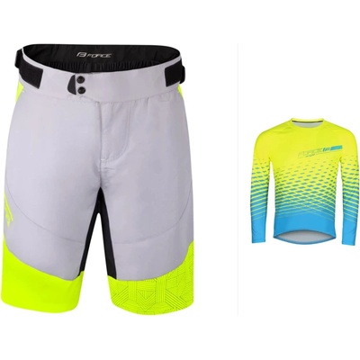 Force MTB ANGLE fluo-modrý dl. rukáv + Force STORM šedo-fluo