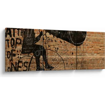 Obraz - Muž na bicykli v Banksyho štýle, trojdielne 90x30 cm