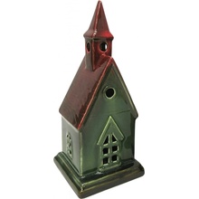 Mondex Vianočný keramický lampáš HYTTE X zelený