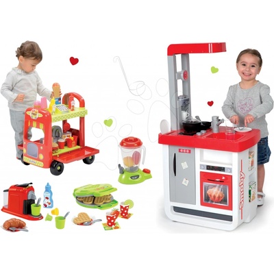 Smoby set kuchynka Bon Appétit so zvukmi kávovarom a zmrzlinárskym vozíkom s vaflovačom 310800-6