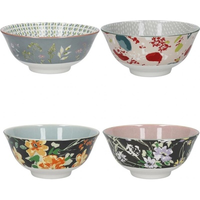 KitchenCraft Sada kameninových misek Floral 15,5 x 7,5 cm 4 ks