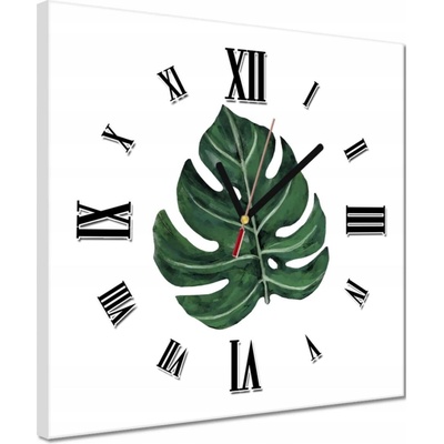 žiadna značka Hodiny 30x30 Monstera Zelený list