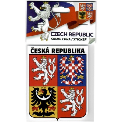 Samolepka s českým štátnym znakom 6 x 7,5 cm - biela-farebná