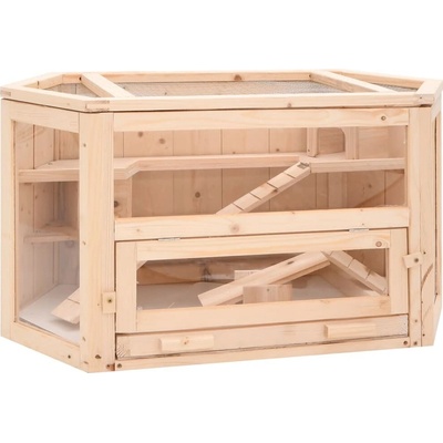vidaXL Klec pro křečky 80 × 40 × 43 cm masivní jedlové dřevo 9799.172379