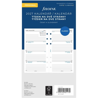 Filofax Náplň A6 Personal osobní týdenní česká 2027 – Hledejceny.cz