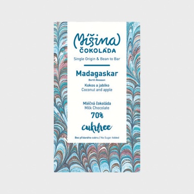 Míšina 70% mléčná Madagaskar Kokos a jablko CukrFree 50 g
