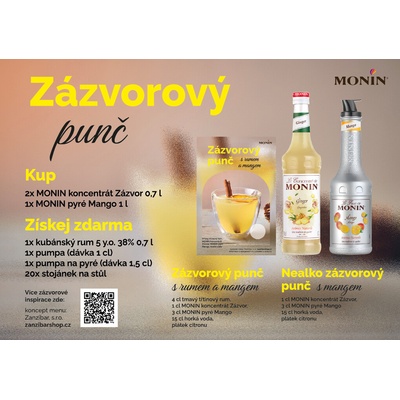 Monin Zázvorový punč 2 x 0,7 l a mango 1 l a kubánský rum 0,7 l