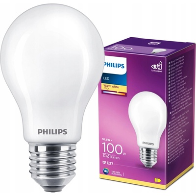 Philips klasik, 10,5W, E27, teplá biela