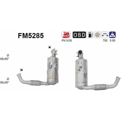 Filter sadzí pevných častíc výfukového systému AS FM5285