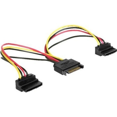 Delock napájecí kabel SATA 15-pin na 2xSATA HDD - pravoúhlý