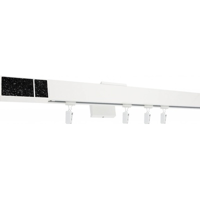 Kovovégarnýže Garnýže Quadrato crystal dark bílá lesklá Jednořadá, 101-150cm, jezdec+šnekový háček