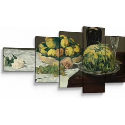 Obraz - Edouard Manet, Still Life with Melon and Peaches, reprodukcia, päťdielne 110x60 cm