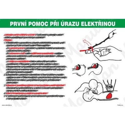 Manutan První pomoc při úrazu elektřinou, plast 420 x 297 x 0,5 mm A3