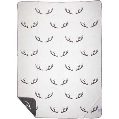 Mars & More Šedo-bílý oboustranný pléd s parohy Antler XL 150x200x1