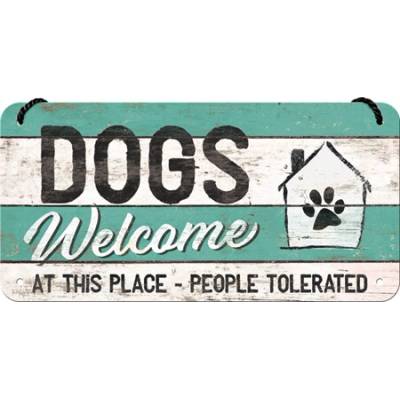 Nostalgic-Art Závěsná cedule: Dogs Welcome - 10x20 cm