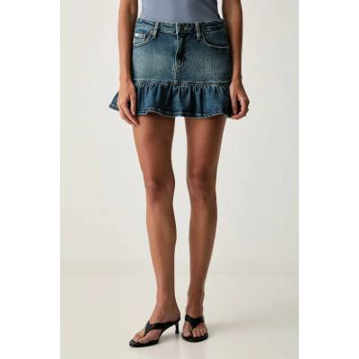 Guess Jeans rozšírená sukňa rifľová W6YD01.D1205 modrá