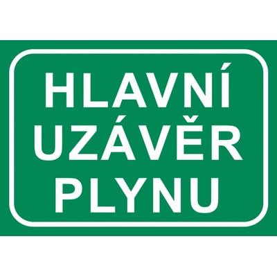 Hlavní uzávěr plynu - plast/samolepící fólie Materiál: Samolepící fólie, Rozměry značení: 30 x 21 cm