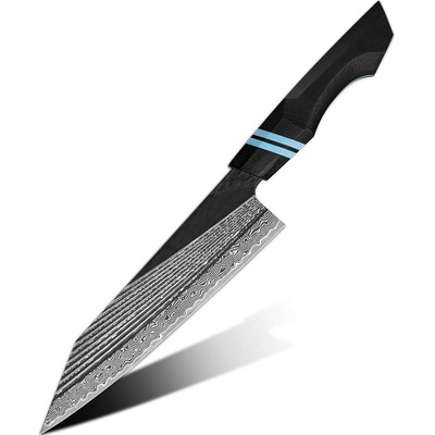 IZMAEL Damaškový kuchynský nôž Zetsurin Kiritsuke/Čierna/Modrá 20.3 cm
