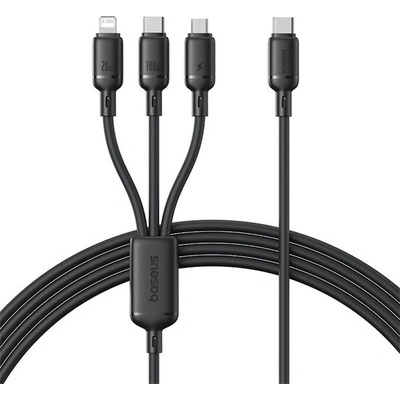 Baseus P10377706123-00 SILKY 3 v 1 Type-C – Type-C/Lightning/microUSB, 150cm černý