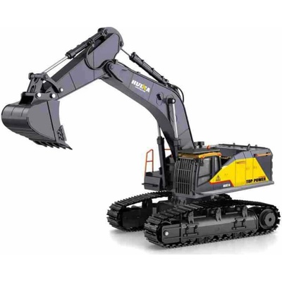 RCskladem pásový bagr kovový 2,4GHz LCD LED RTR žlutá 1:14