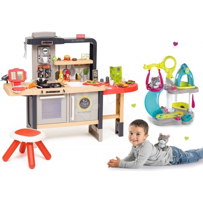 Smoby Set restaurace s elektronickou kuchyňkou Chef Corner Restaurant s domečkem pro kočičku Cat's House se zvuky