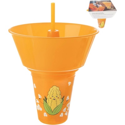 Orion Pohár na pitie s miskou na popcorn oranžový 550 ml