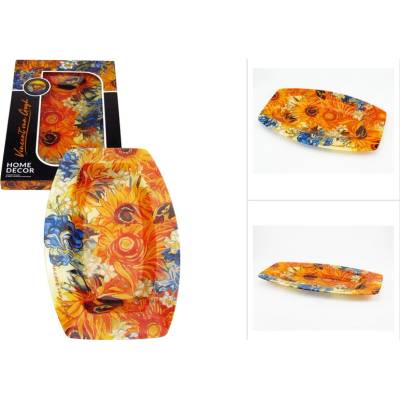 Homedesign MA4016 Miska sklo GOGH Slnečnice a kosatce 31 x 21 cm