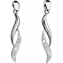 PAVONA Strieborné náušnice visiace s krištáľmi Swarovski biele vlnky 31162.1