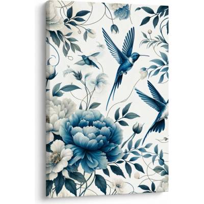 Obraz - Kolibríky s kvetmi, jednodielny 60x90 cm