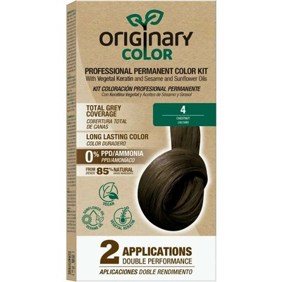 Herbatica Profesionální sada na barvení vlasů s keratinem a rostlinnými oleji Originary Color Barva: Kaštan 4