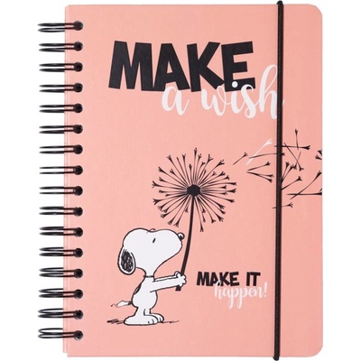 CurePink Poznámkový blok Snoopy Make A Wish Kroužková vazba A5 14,8 x 21,0 cm – Hledejceny.cz