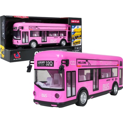 Toyztar Městský autobus 27cm růžový se světlem a zvukem