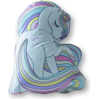 DETEXPOL Tvarovaný mikroplyšový vankúš Jednorožec srdiečka Polyester 39x30