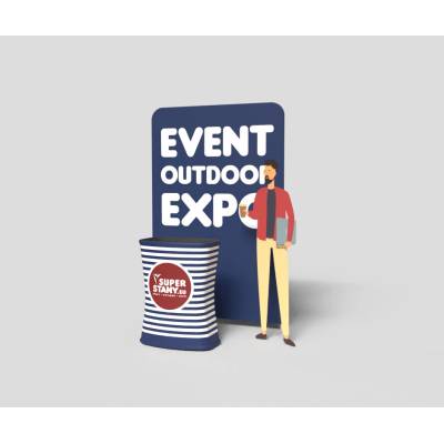 Výstavný stánok SET akciový indoor, textilný rollup 120cm, rýchlorozkladací promo stolík - START - BEZ svetla, nesvetelný