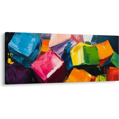 Obraz - Barevné krychle, jednodílný 120x50 cm